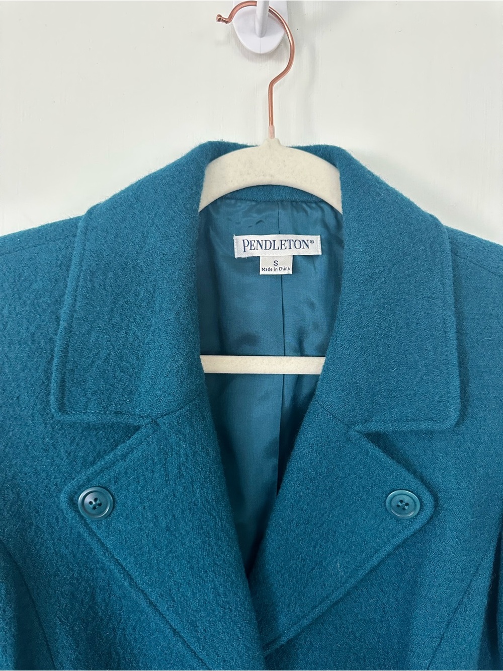 NWOT Pendleton Teal Button Up Jacket 100% Virgin Wool Size Small - Picture 3 of 5